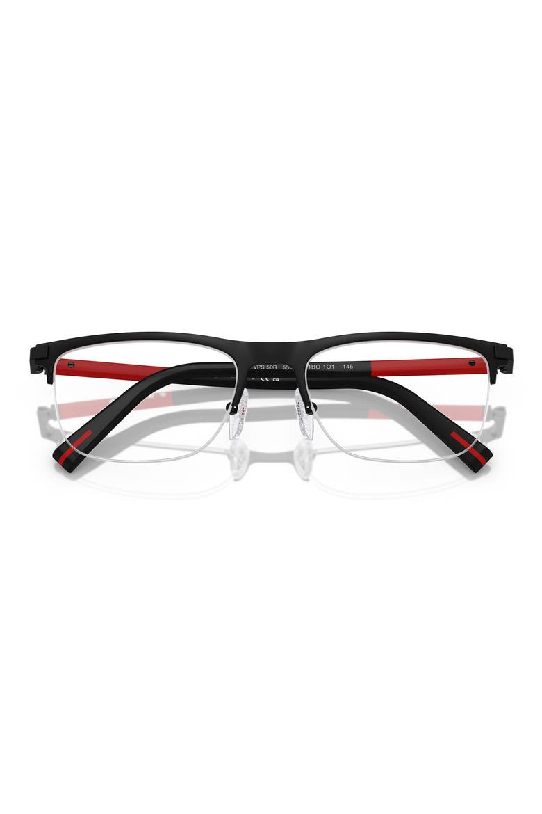 53mm Semi Rimless Pillow Optical Glasses, Alternate, color, MATTE BLACK