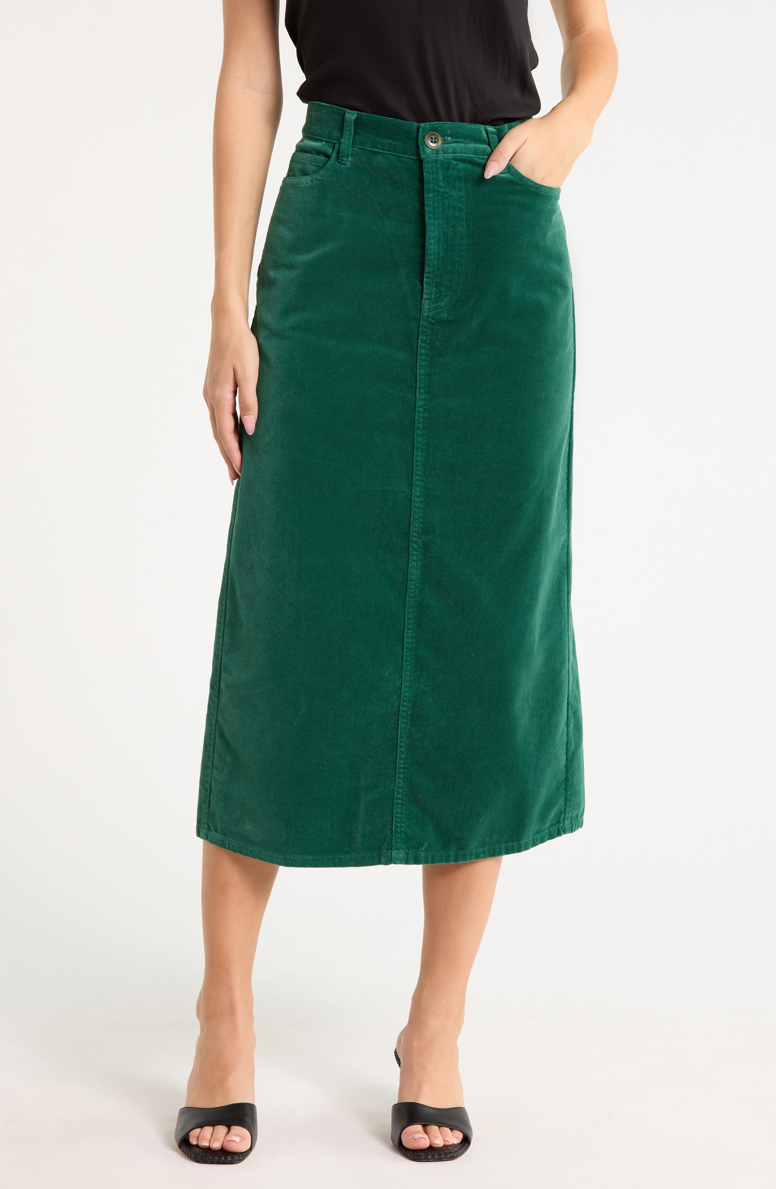 The Velvet Column Midi Skirt