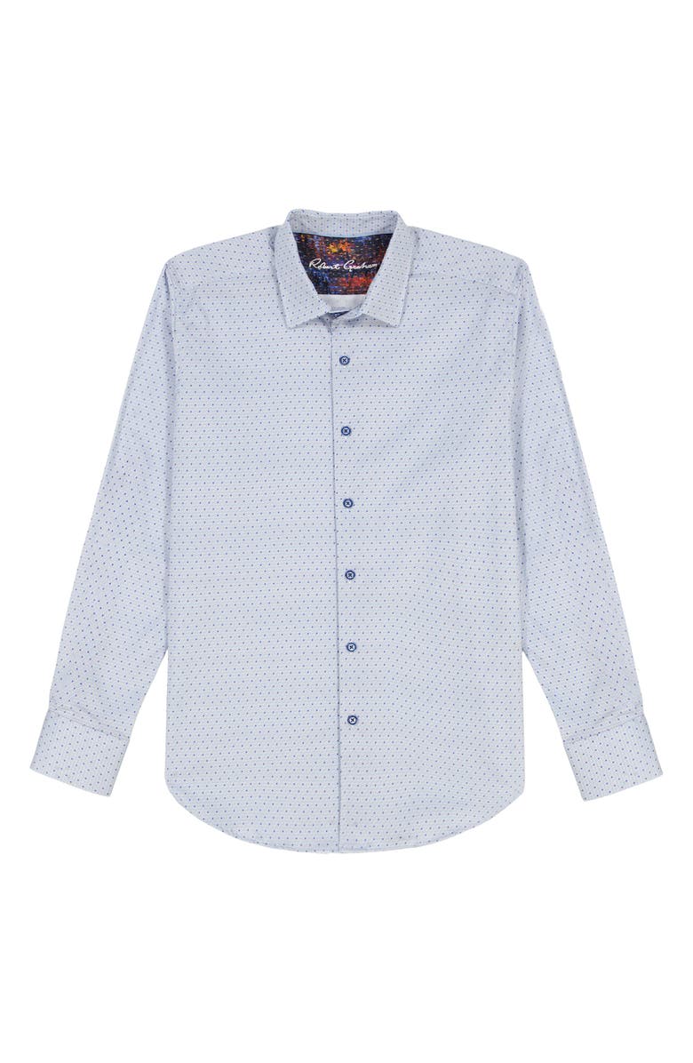 Robert Graham Clayton Geo Print Stretch Cotton Button-Up Shirt, Alternate, color, Blue