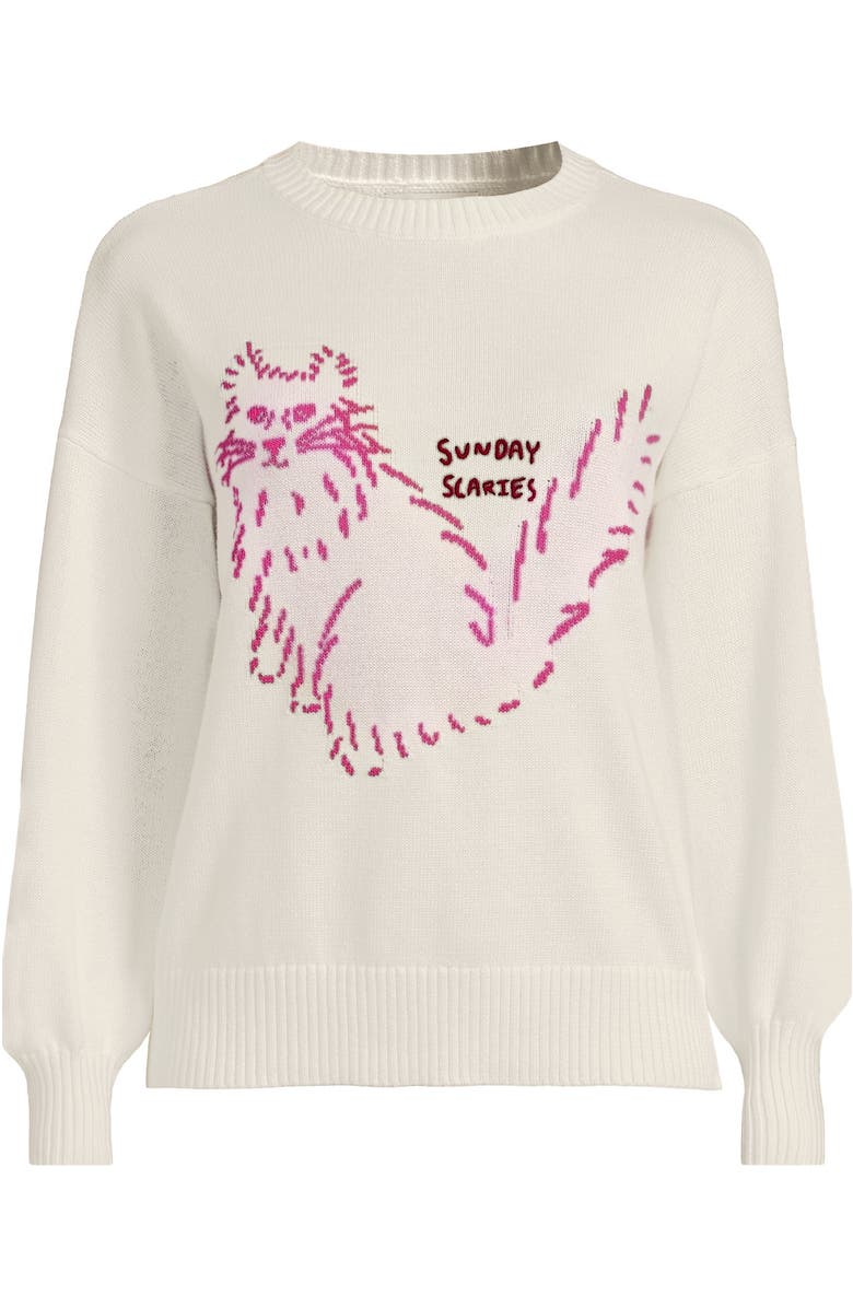 Lands' End Drifter Jersey Crewneck Sweater, Alternate, color, Sunday Scaries/Ivory