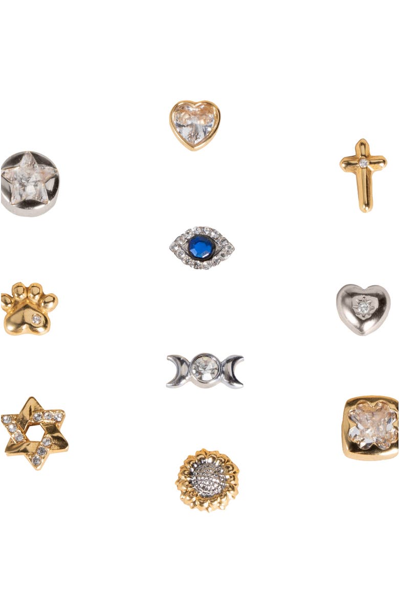 Alex and Ani Crystal Clover Mini Stud Earrings, Alternate, color, Gold