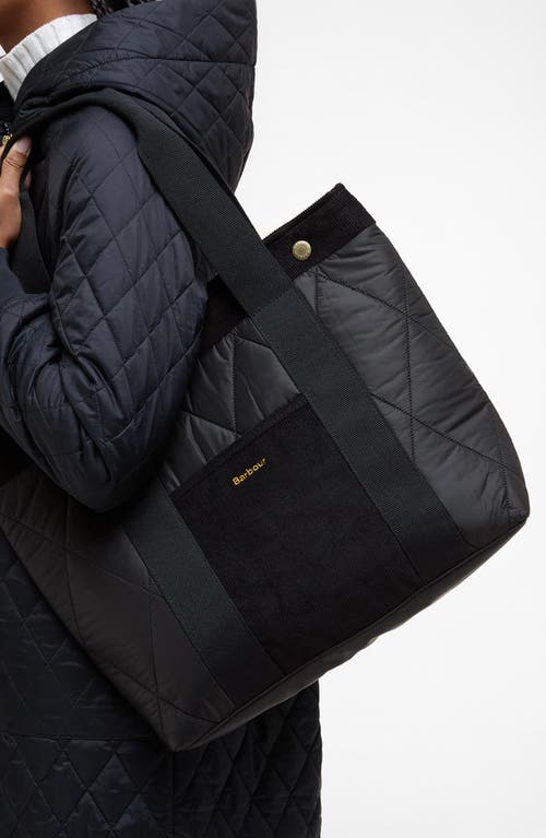 Barbour Healy Mixed Media Tote In Black