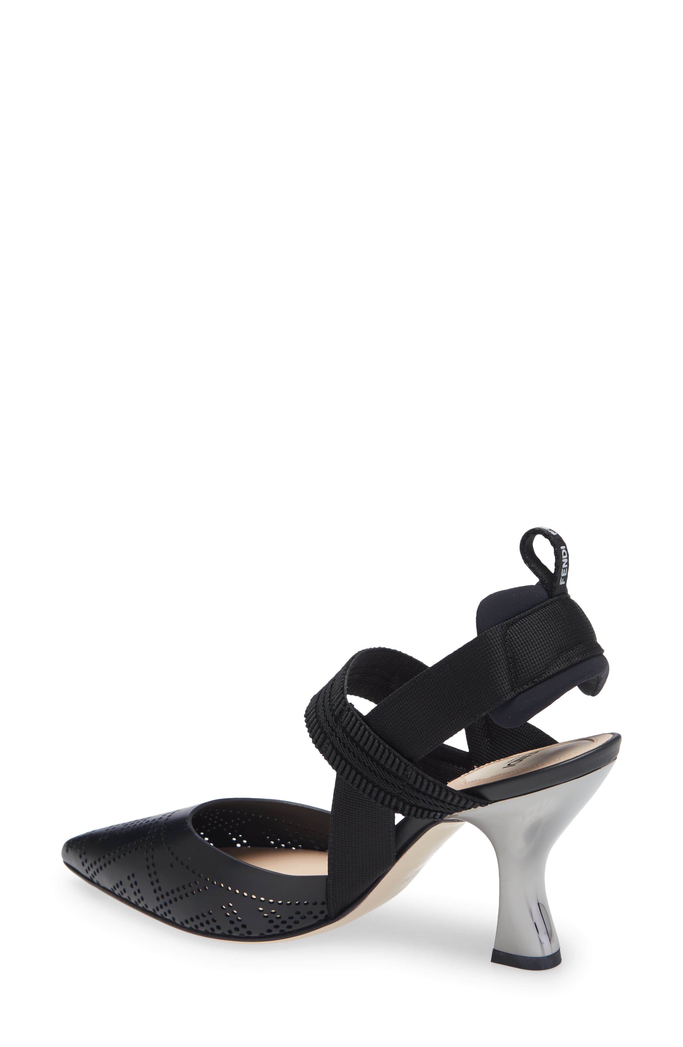 Fendi Colibri FF Perforated Pointed Toe Pump, Alternate, color, 