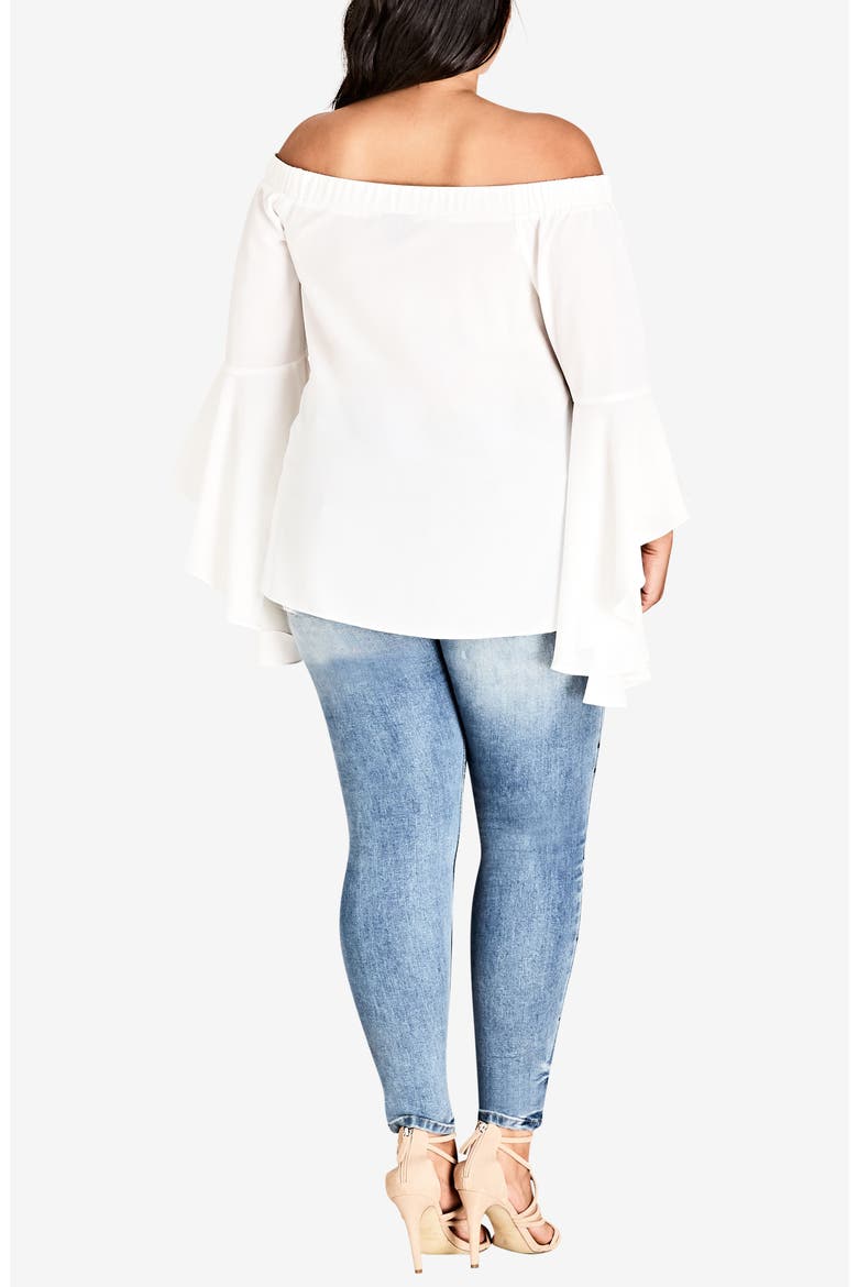 Romantic Off the Shoulder Bell Sleeve Top, Alternate, color, IVORY