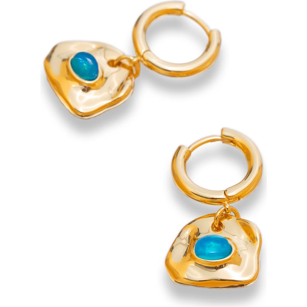 Classicharms Aria Gemstone Hoop Drop Earrings in Gold/sky Blue  product