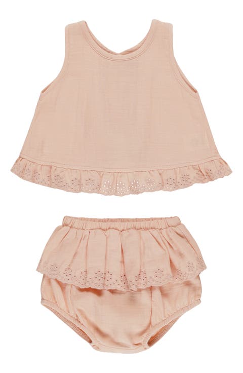 Quincy Mae Long Sleeve Flutter Dress Set - Tulips