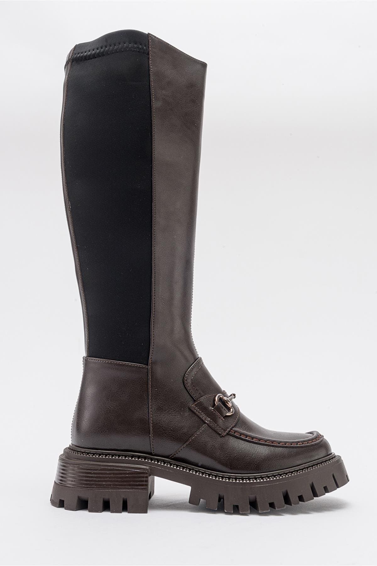 Brown Stretch Faux Leather