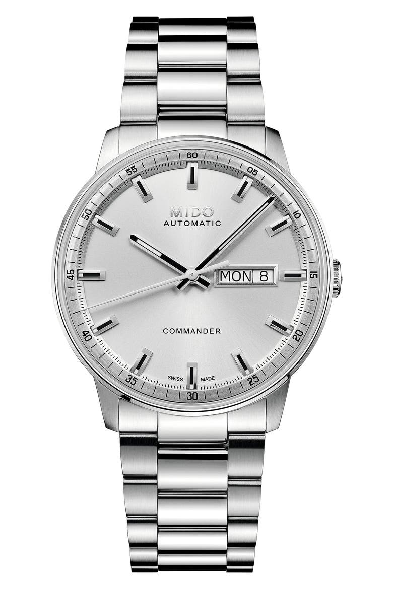 Commander Datoday Automatic Bracelet Watch, 40mm, Main, color, SILVER