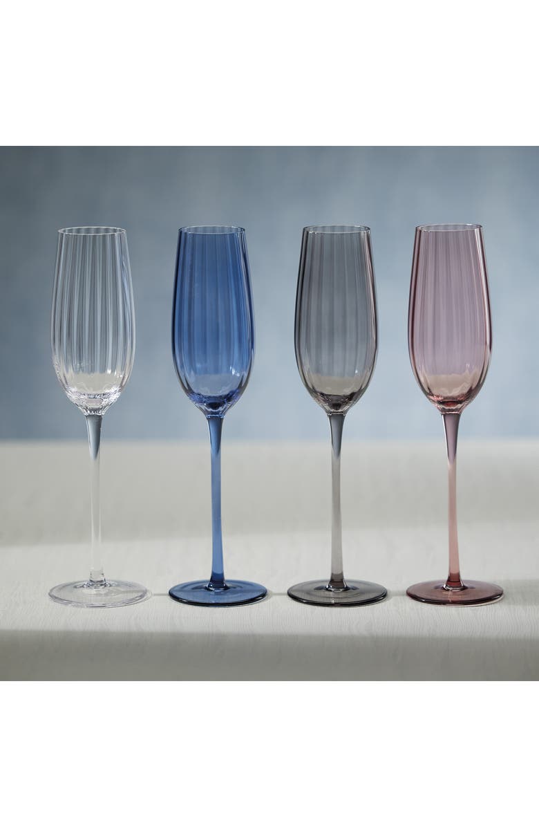 Zodax Malden Optic Set of 4 Champagne Flutes, Alternate, color, Gray