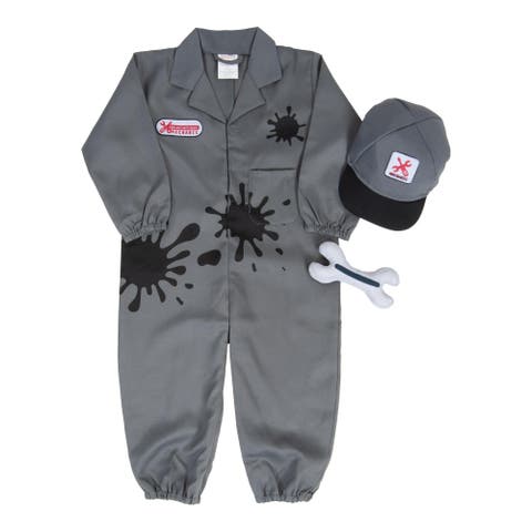 Gray Kids Mechanic Garment Career Dress Up