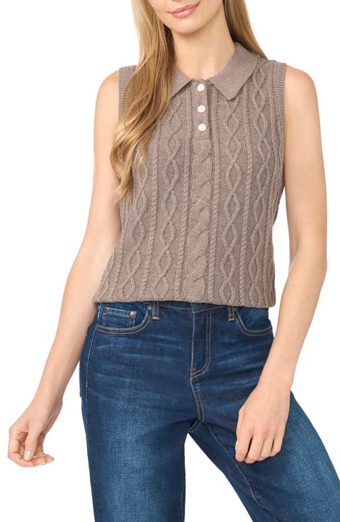 Cable Collar Sweater Vest