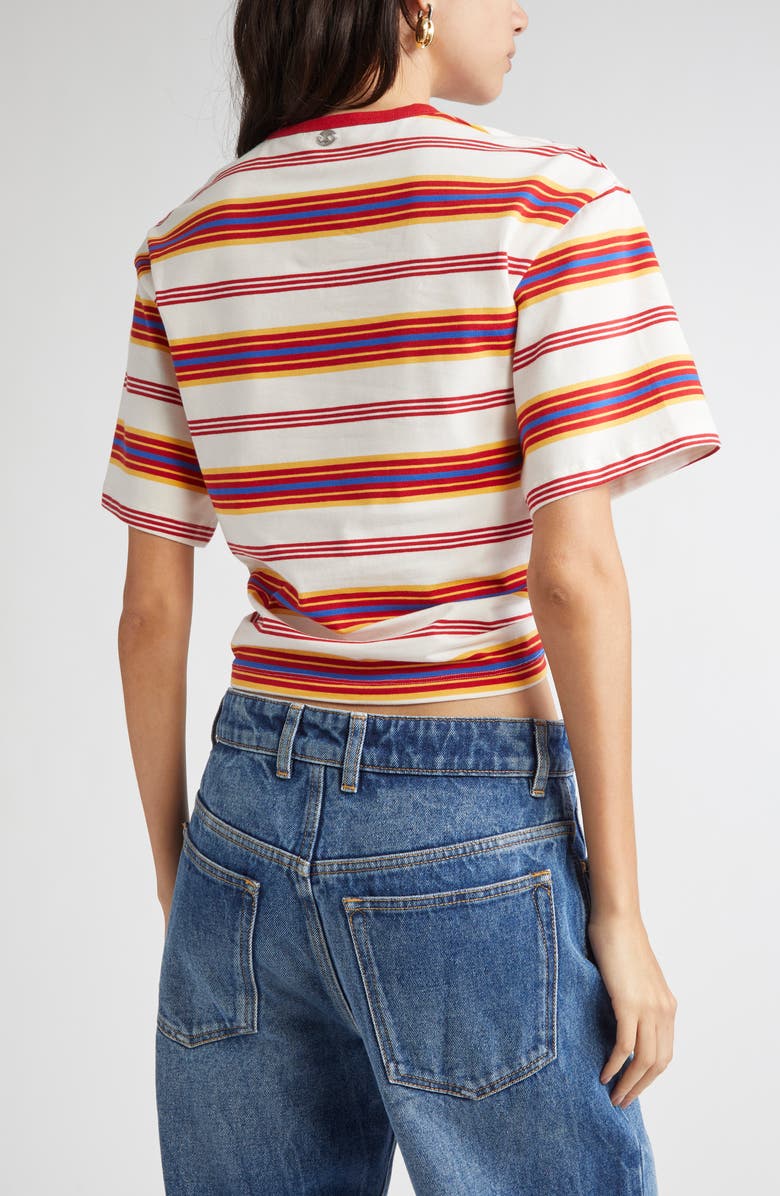 Rabanne Stripe Piercing Ring Crop T-Shirt, Alternate, color, Stripes Cream / Orange /