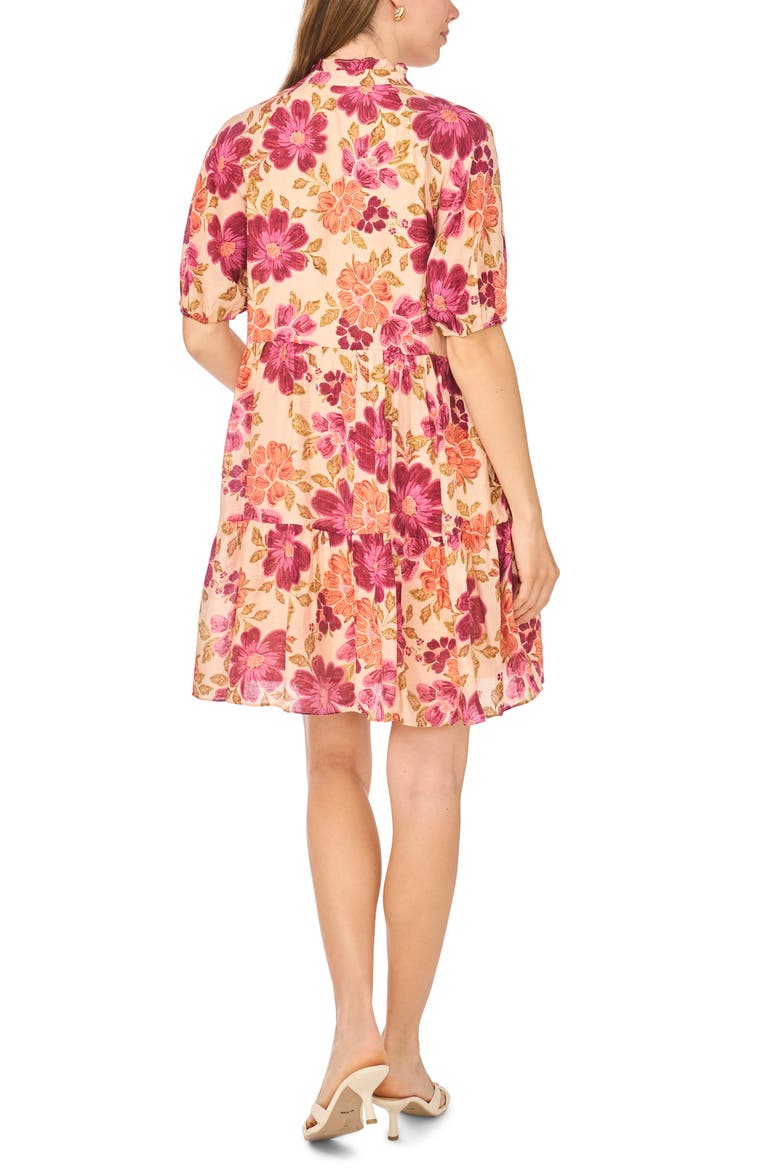 Floral Short Sleeve Tiered Dress, Alternate, color, PINK MULTI