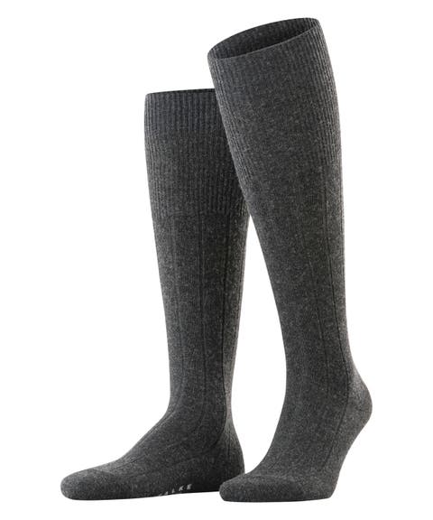 Lhasa Rib Wool Cashmere Knee High Socks (Men)
