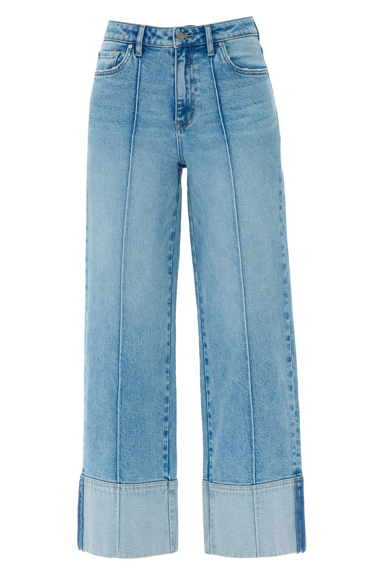 Cuffed Seamed High Waist Wide Leg Jeans, Alternate, color, LIGHT BLUE