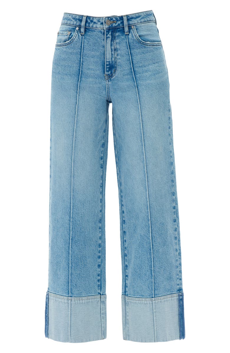 Bayeas Cuffed Seamed High Waist Wide Leg Jeans, Alternate, color, Light Blue