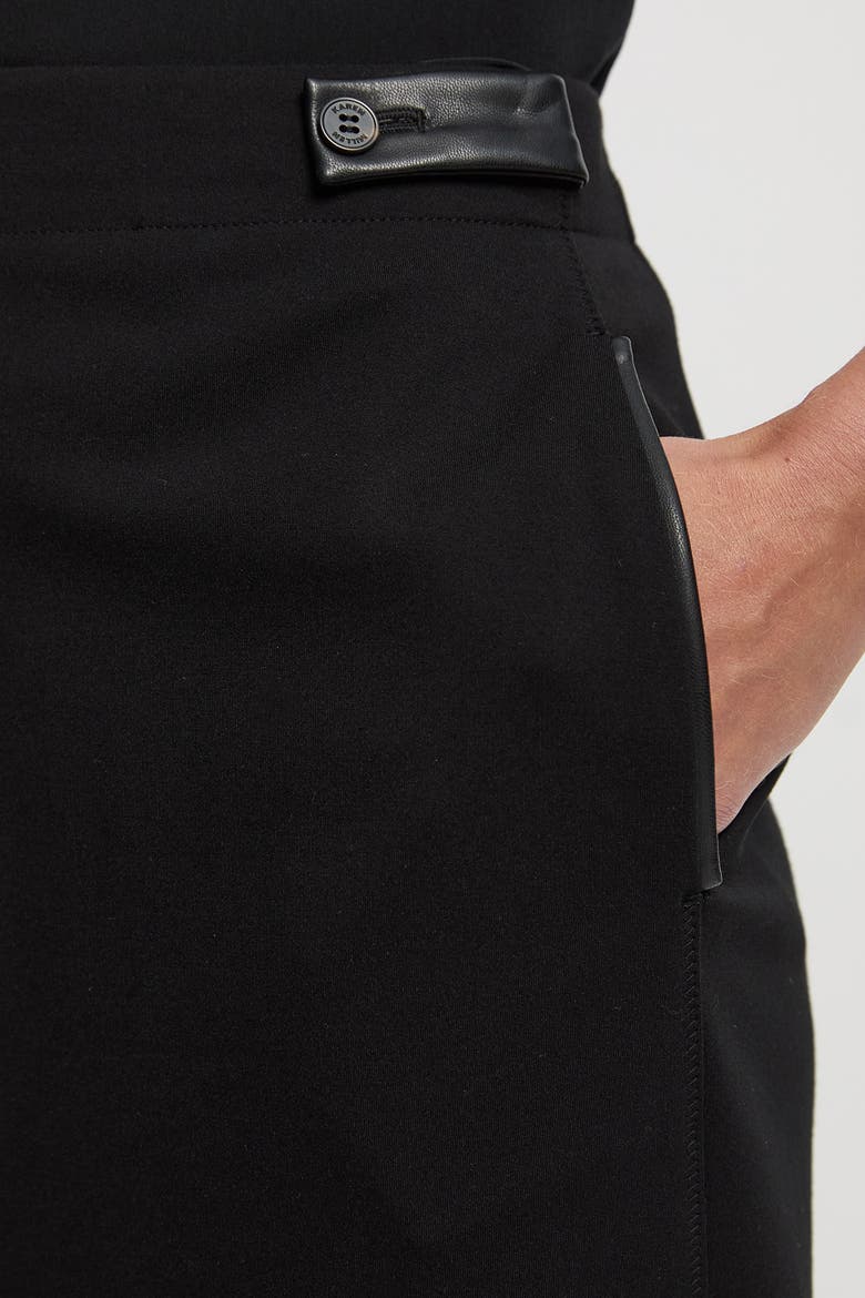 Ponte PU Pencil Skirt, Alternate, color, Black