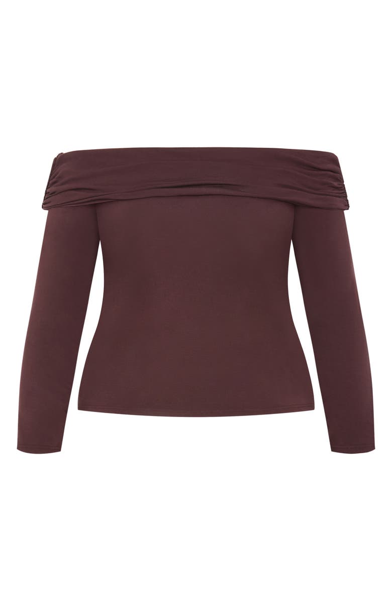 City Chic Jojo Off the Shoulder Top, Alternate, color, Chocolate