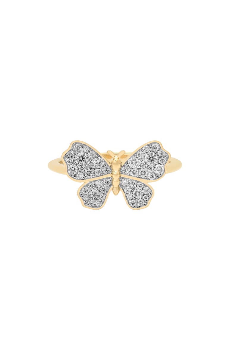 18K Gold Diamond Butterfly Ring, Main, color, 18K YELLOW GOLD