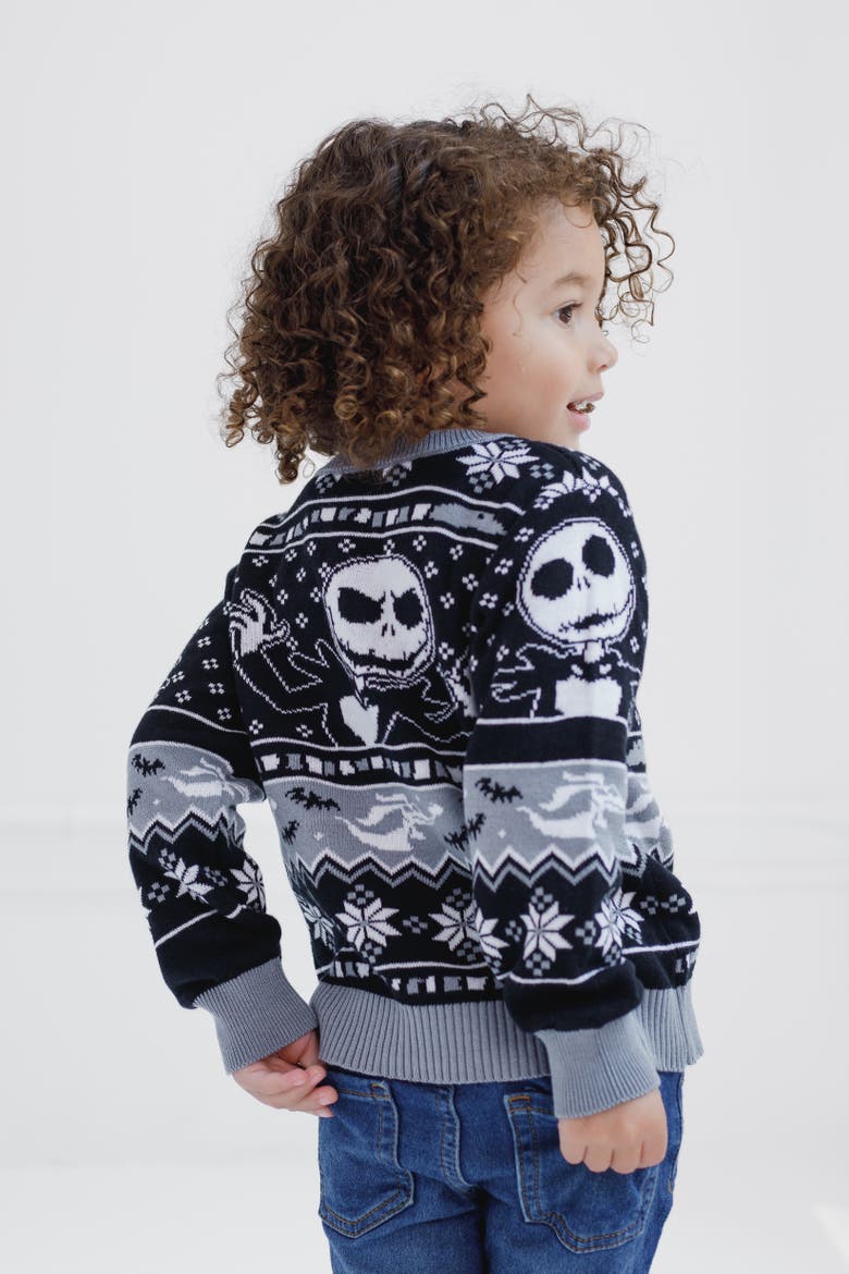 Nightmare Before Christmas Holiday Sweater, Alternate, color, Jack and Zero Black
