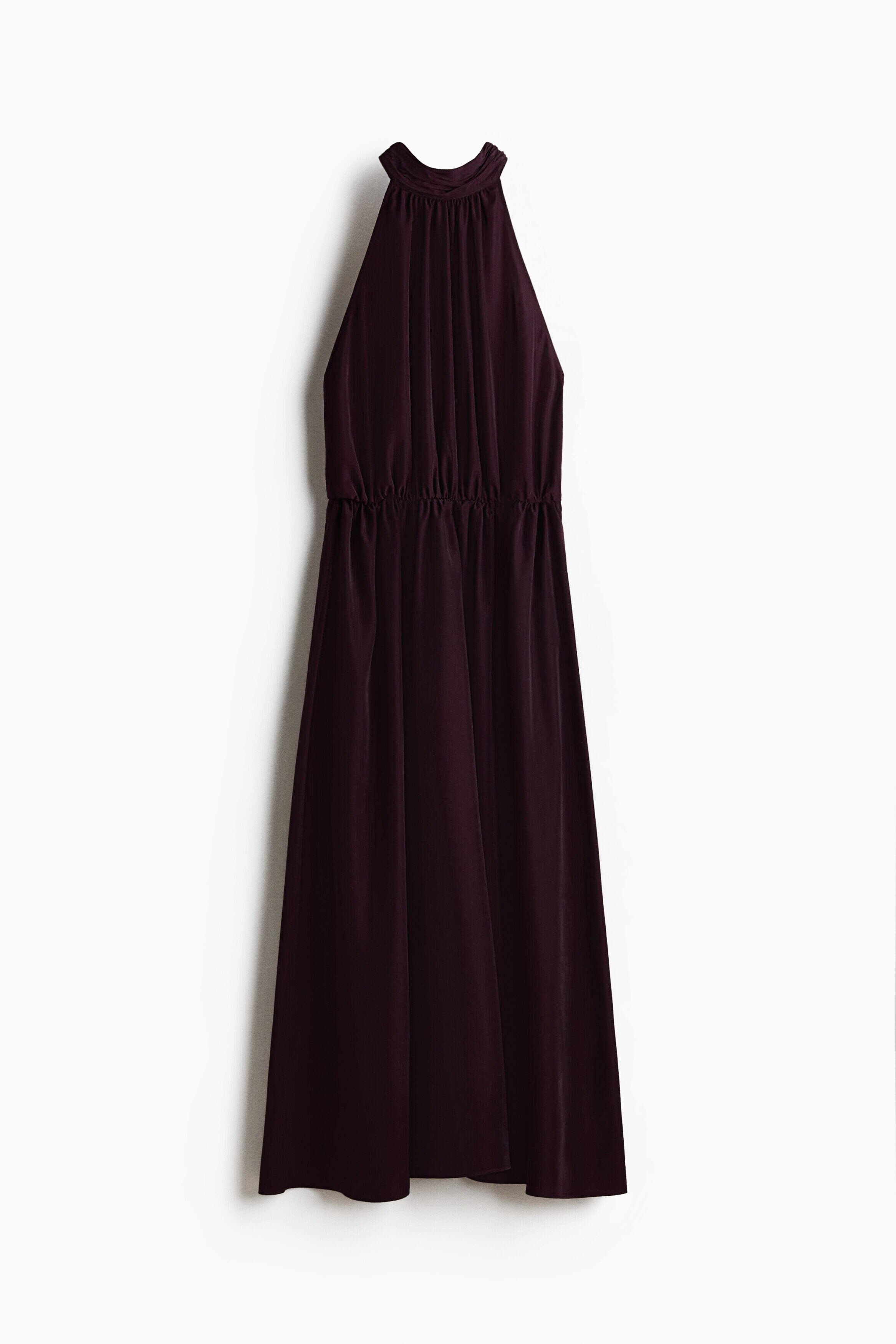 maxi dresses at h&m Women's Light beige Draped Dress Round neckline Ladies - Black Open-Back Maxi