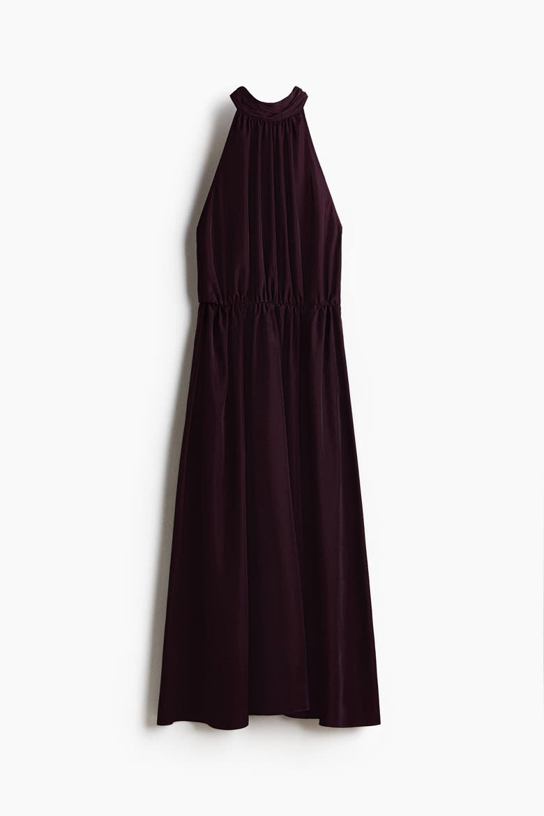 Long Halterneck Dress, Alternate, color, Dark purple