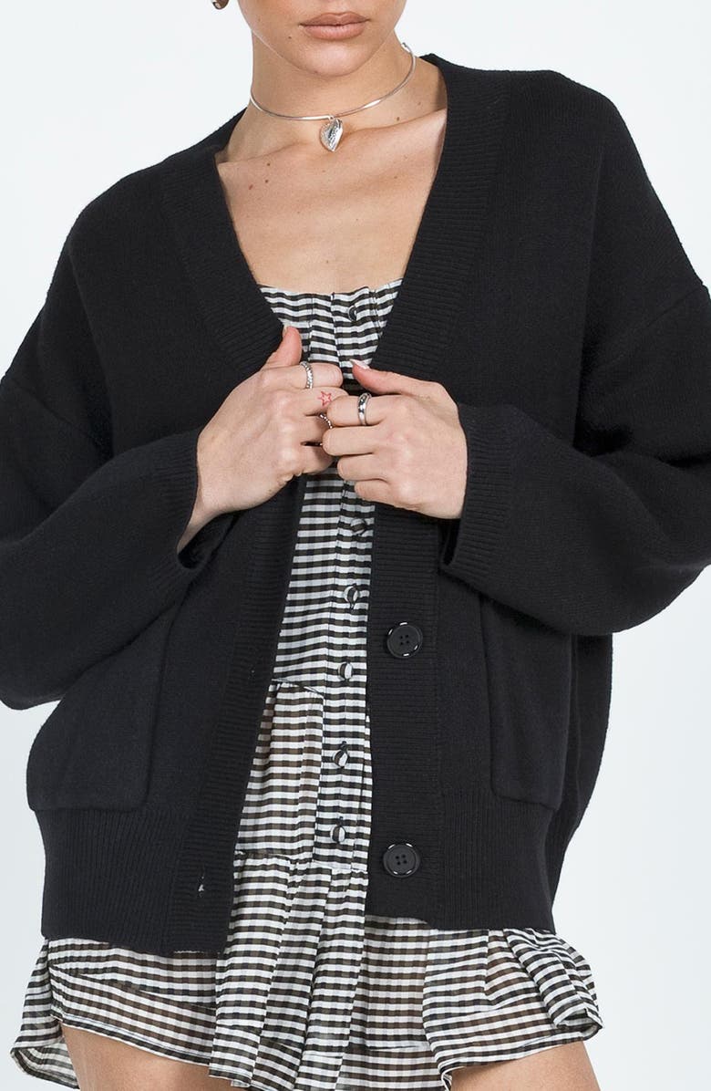Princess Polly Burke Cardigan, Main, color, Black