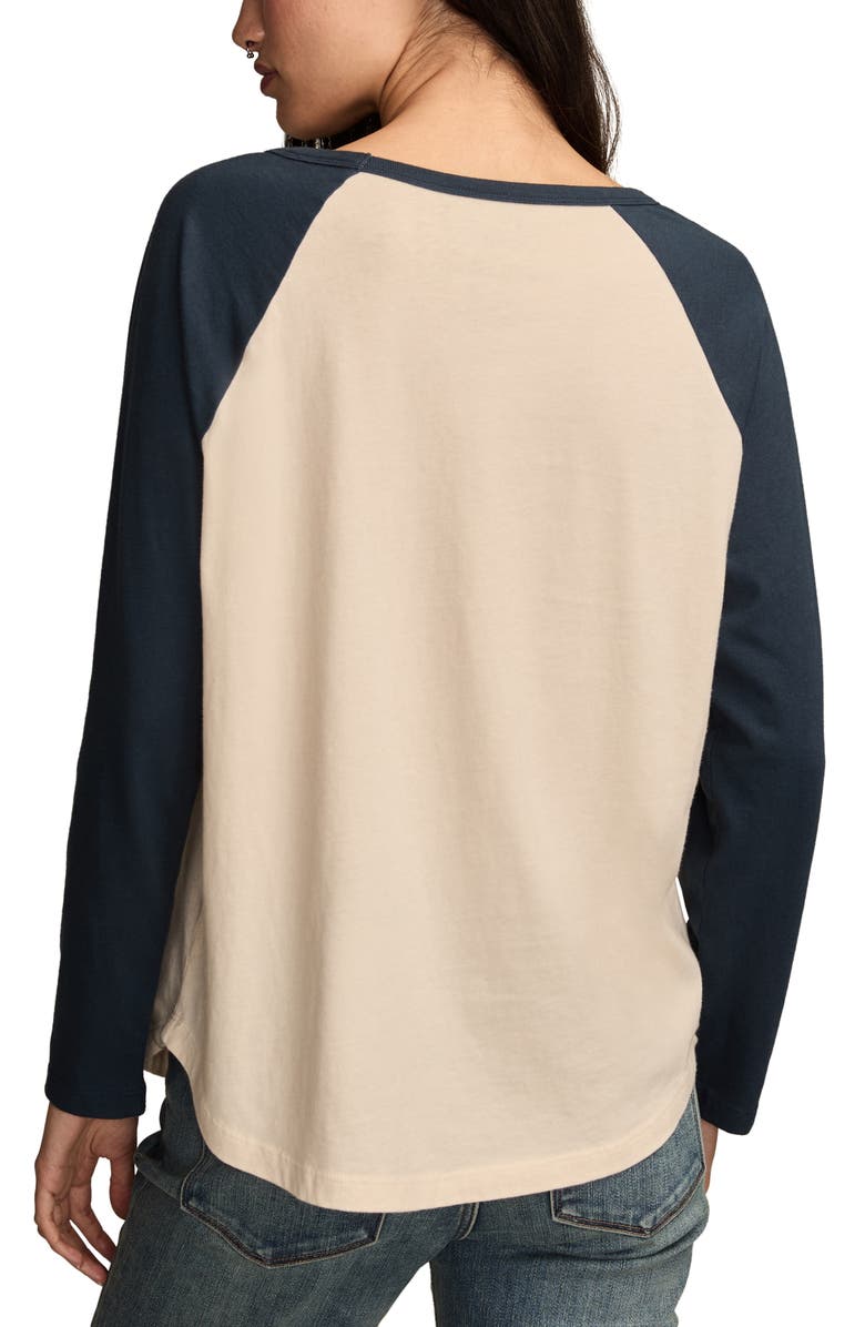 Lucky Brand Coca-Cola<sup>®</sup> Colorblock Long Sleeve Cotton Graphic T-Shirt, Alternate, color, Blue Nights