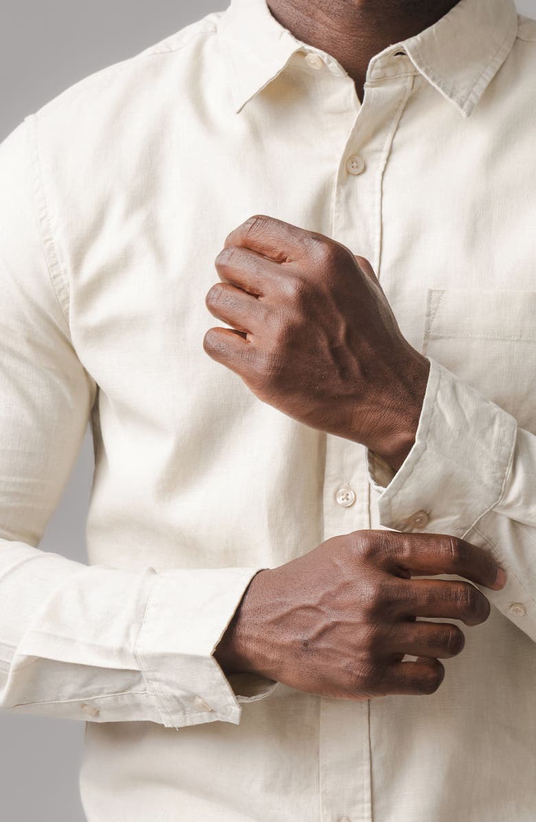 Hope & Henry Long Sleeve Solid Linen Shirt, Alternate, color, Sand Linen