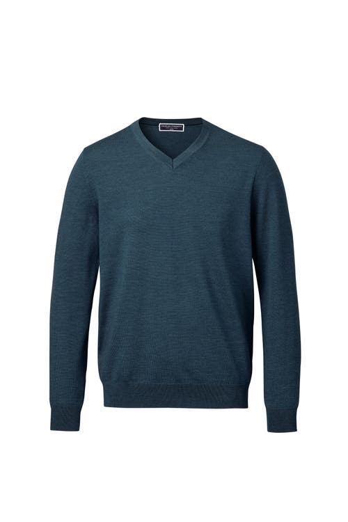 Charles Tyrwhitt Merino V-neck Sweater In Green