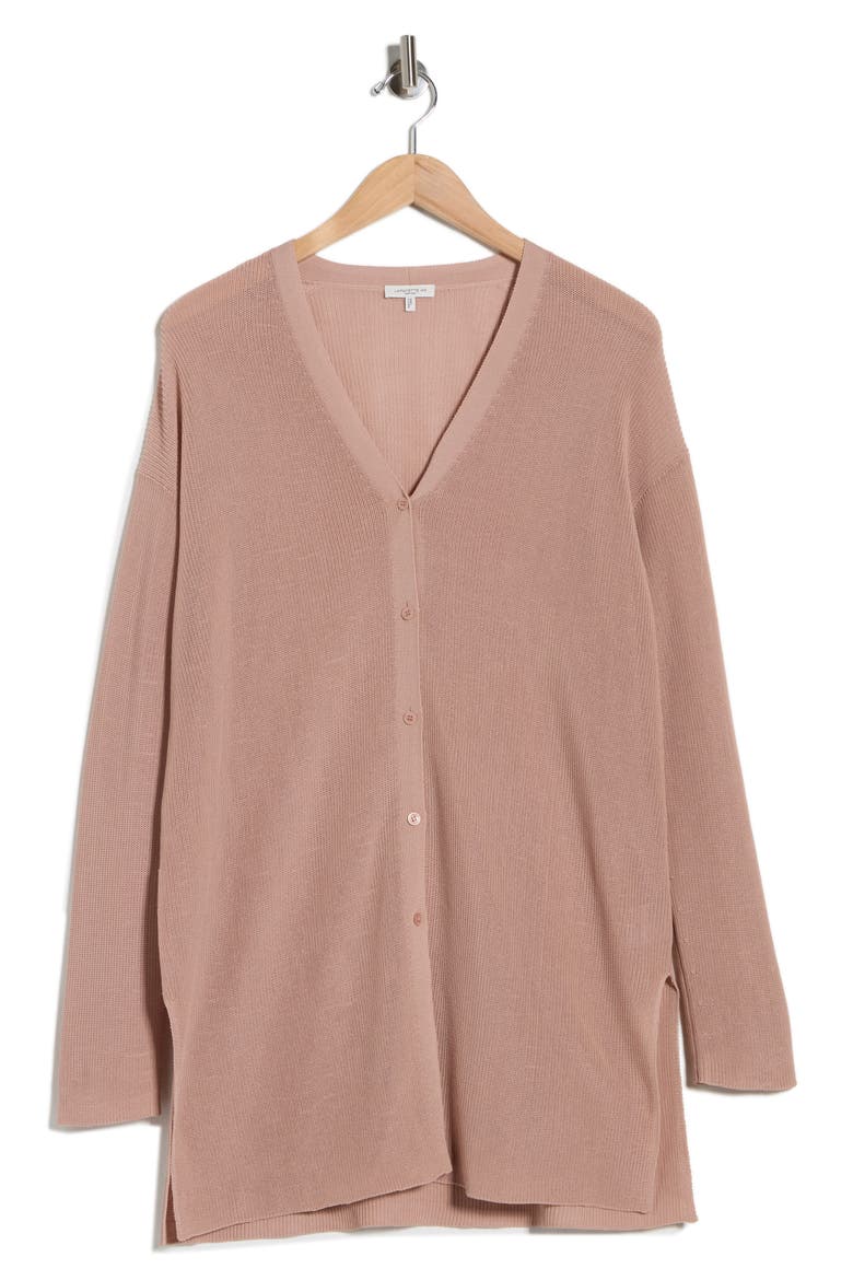 V-Neck Button Cardigan, Alternate, color, POWDER