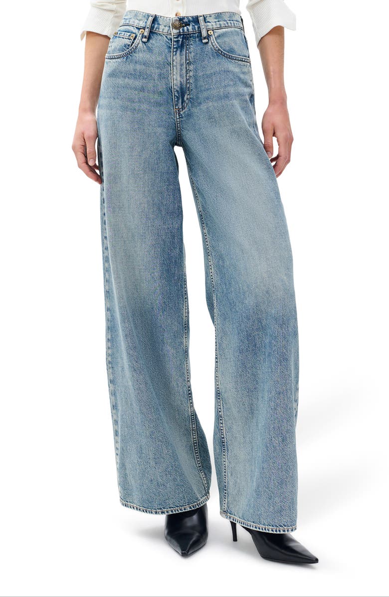 rag & bone/JEAN Sofie Wide Leg Cotton Blend Jeans, Main, color, Theo