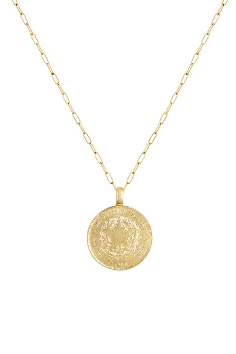 Stargazer Coin Pendant Necklace, Main, color, GOLD