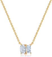 Crislu Oval & Baguette Cubic Zirconia Pendant Necklace