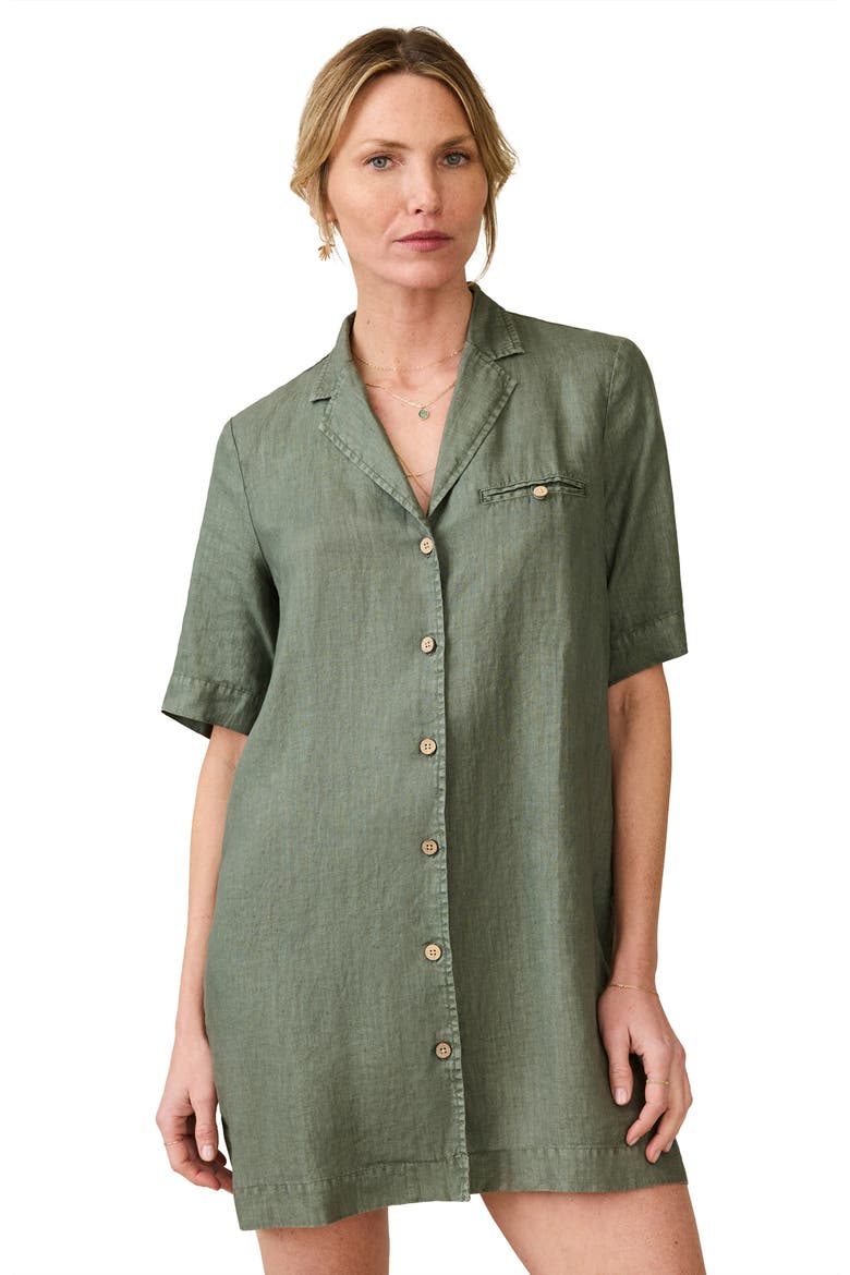 Paradise Point Linen Shirtdress, Alternate, color, THYME