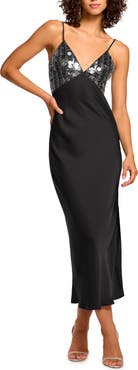 Ramy Brook Nadiene Paillette Embellished Satin Slipdress
