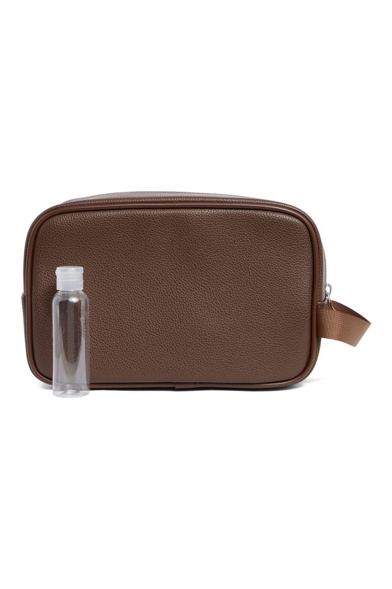 Milled Top Zip Dopp Kit, Alternate, color, BROWN