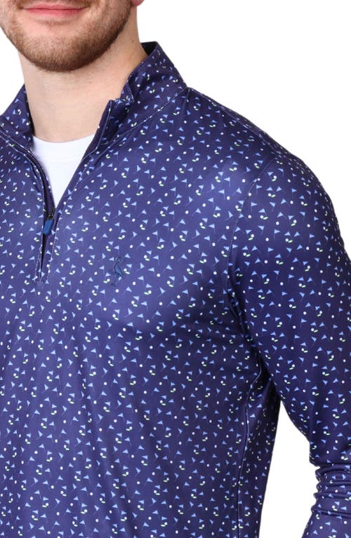 Tailorbyrd Flags Performance Quarter Zip Golf Pullover In Navy