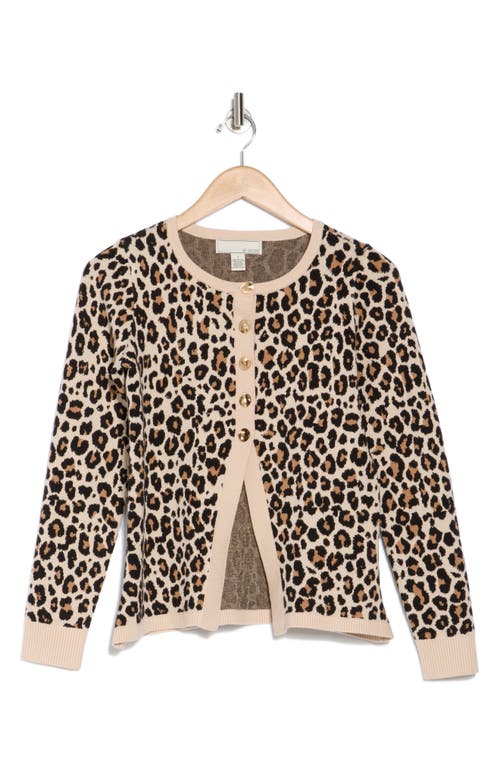 By Design Halsey Tipped Cardigan In Kiera Leopard