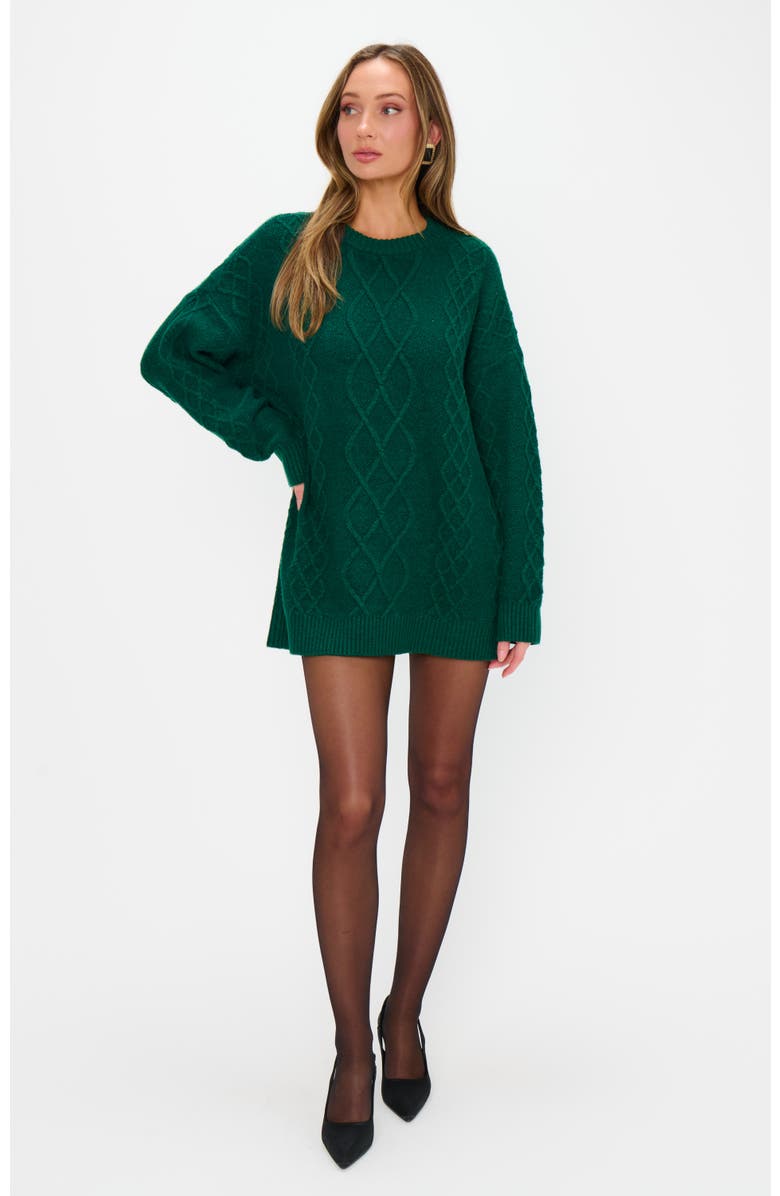 Show Me Your Mumu Canyon Tunic Sweater, Main, color, Emerald Cable Knit
