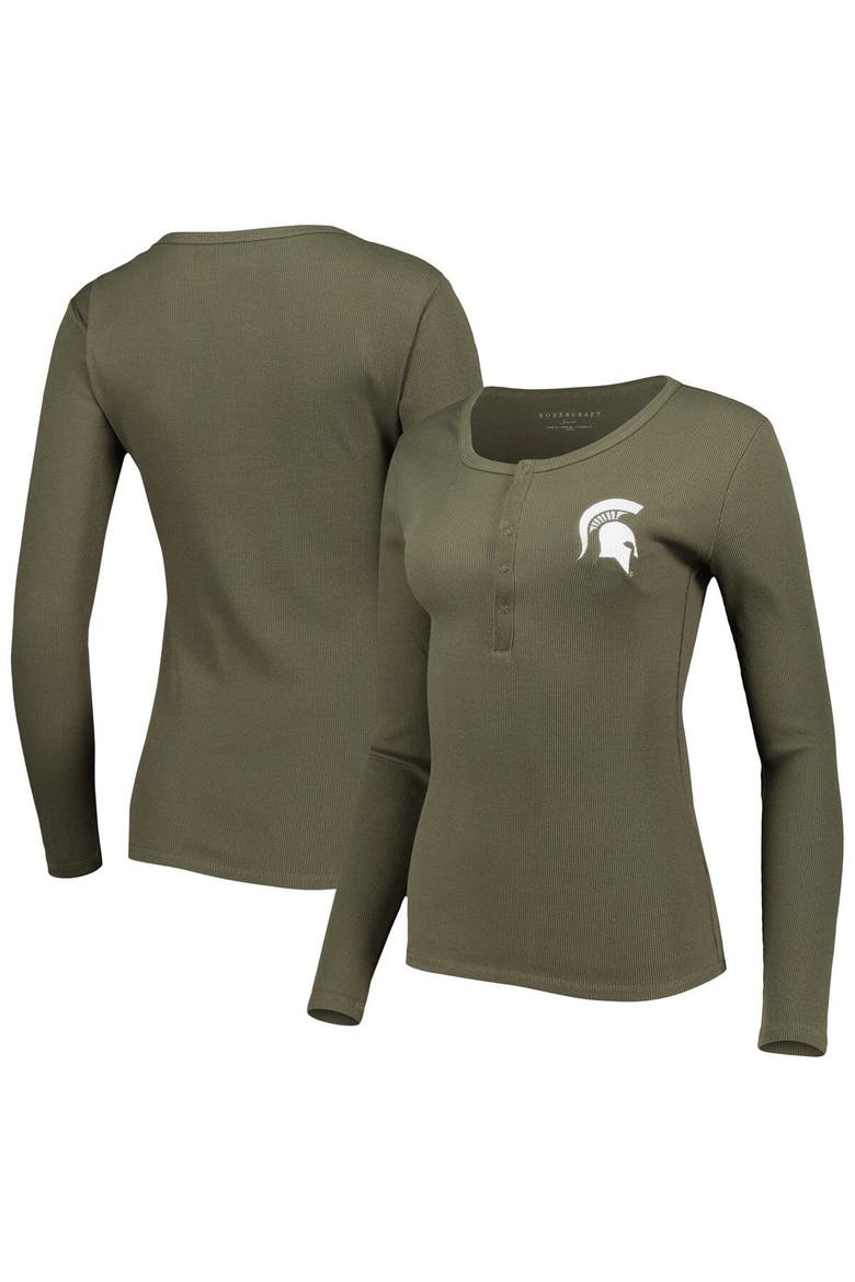 Women's Green Michigan State Spartans Harper Henley Long Sleeve T-Shirt, Main, color, Green