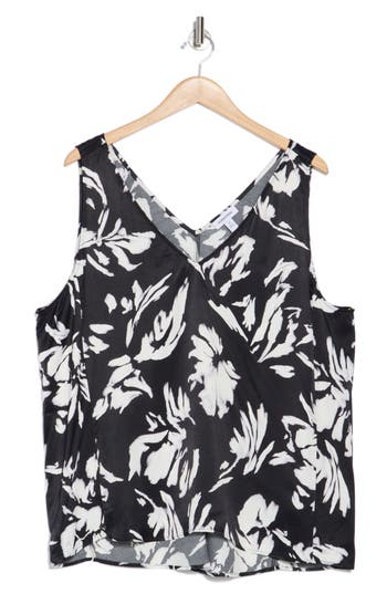 Nordstrom Double V-neck Tank In Black Salvage Floral