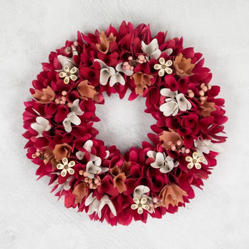 Northlight Wooden Floral Spring Wreath With Berries In Red