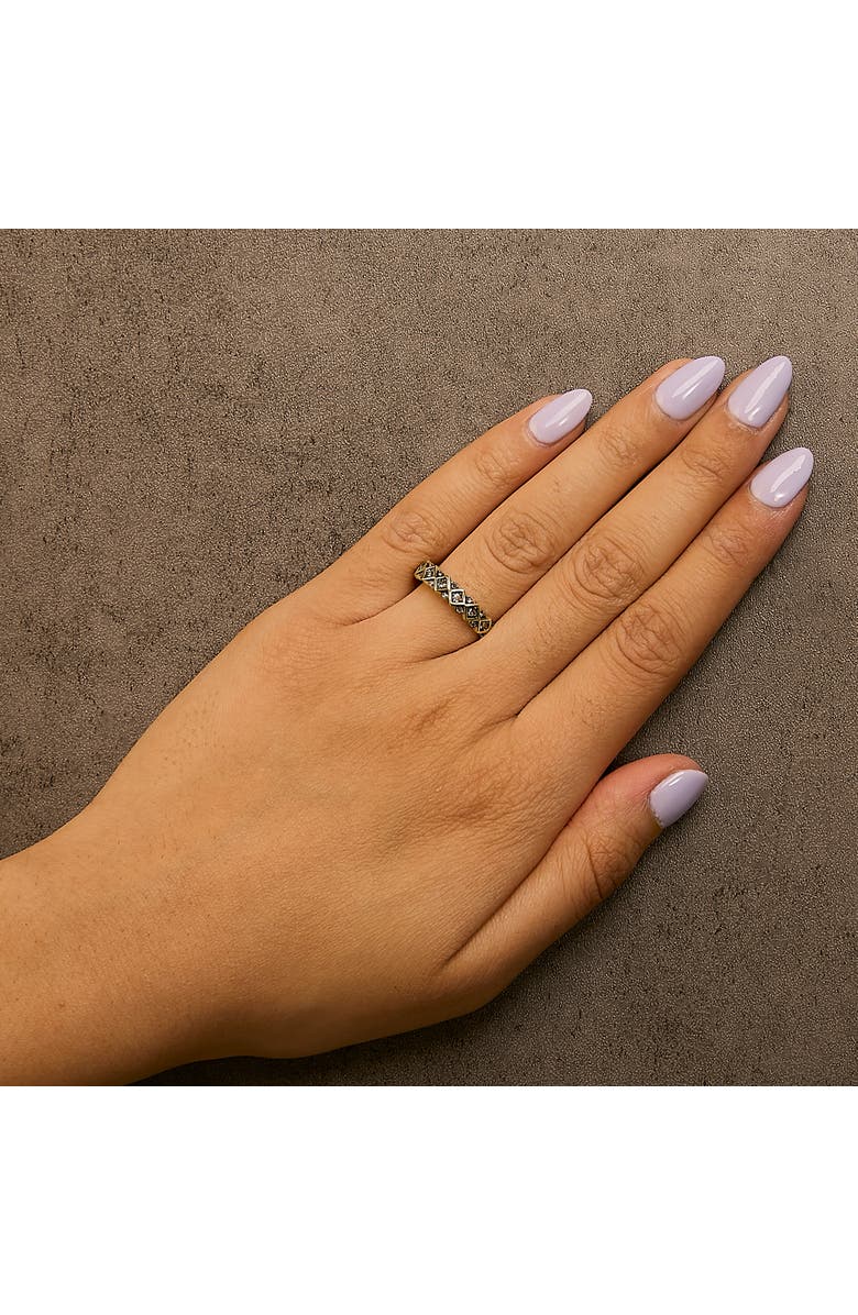 Haus of Brilliance 10K Yellow Gold Plated Silver 1/4 Cttw Champagne Diamond Geometric Band Ring, Alternate, color, Yellow Gold Over Silver