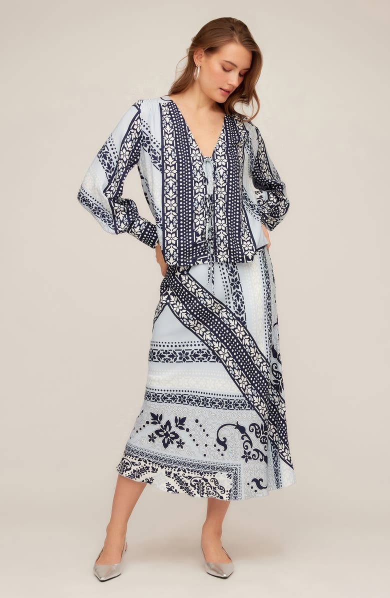 FIFTEEN TWENTY Kayla Tie Front Top, Alternate, color, Print