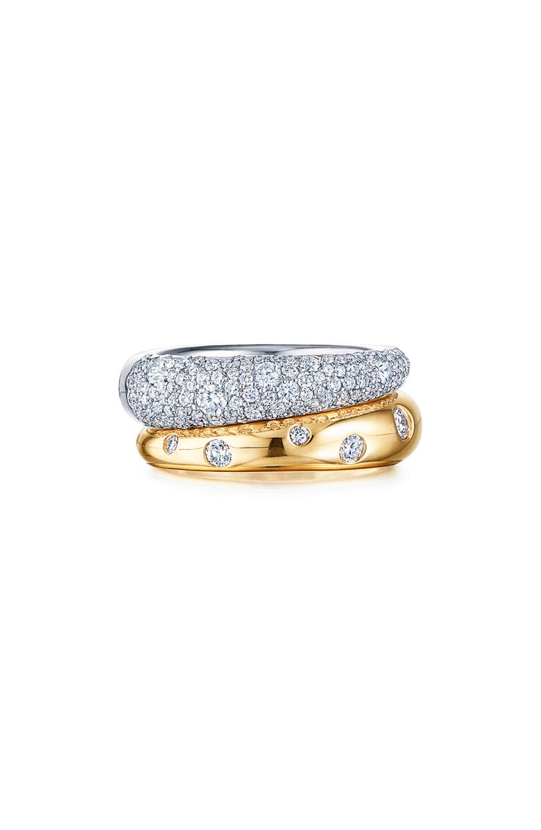 Kwiat Cobblestone Double Ring, Main, color, White Gold/ Diamond