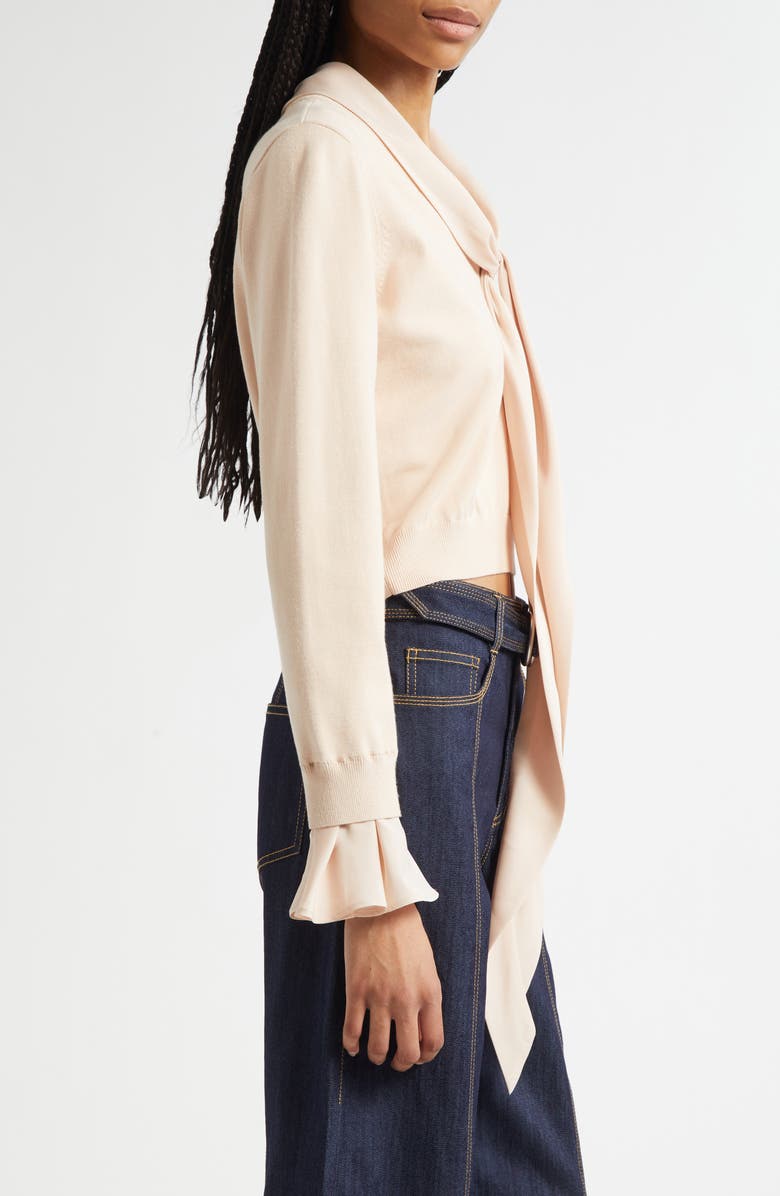 Cinq à Sept Lenu Tie Neck Crop Sweater, Alternate, color, Blush Dune