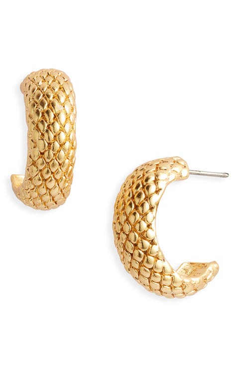 Snakeskin Textured Hoop Earrings