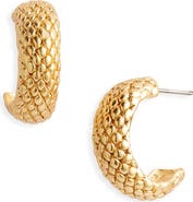 Karine Sultan Snakeskin Textured Hoop Earrings