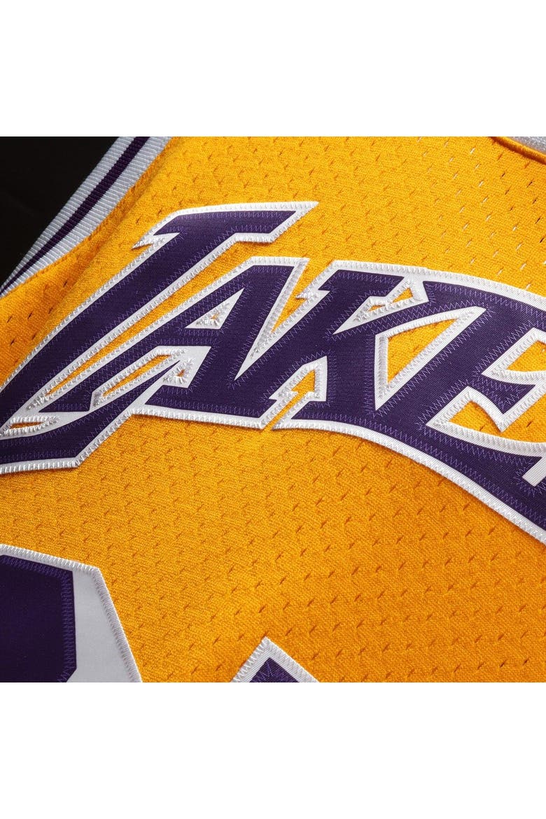Men's Mitchell & Ness Magic Johnson Gold Los Angeles Lakers 1984/85 Hardwood Classics Swingman Jersey, Alternate, color, Gold